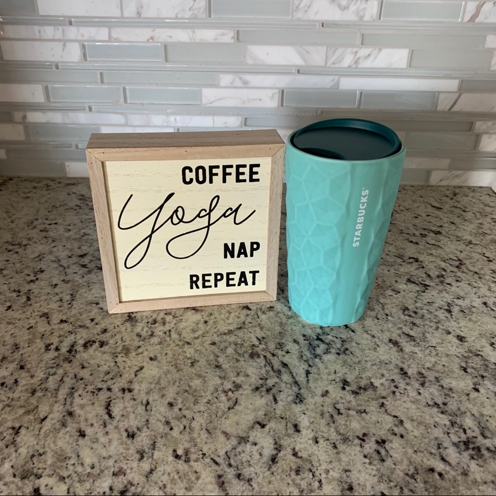 NWT Starbucks Mint Geometric Soft-Touch Tumbler
